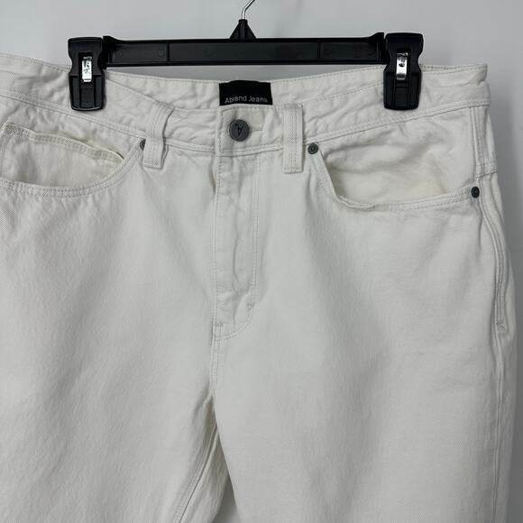 Abrand Men's jeans size 32x25.5 white chopped straight frayed hem stiff denim - Picture 3 of 10